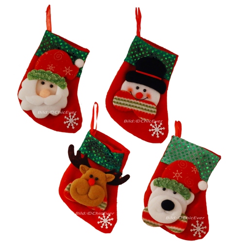 4 Weihnachtsstiefel Weihnachtssocke aus Filz 8x14cm 3007 - zum Schließen ins Bild klicken